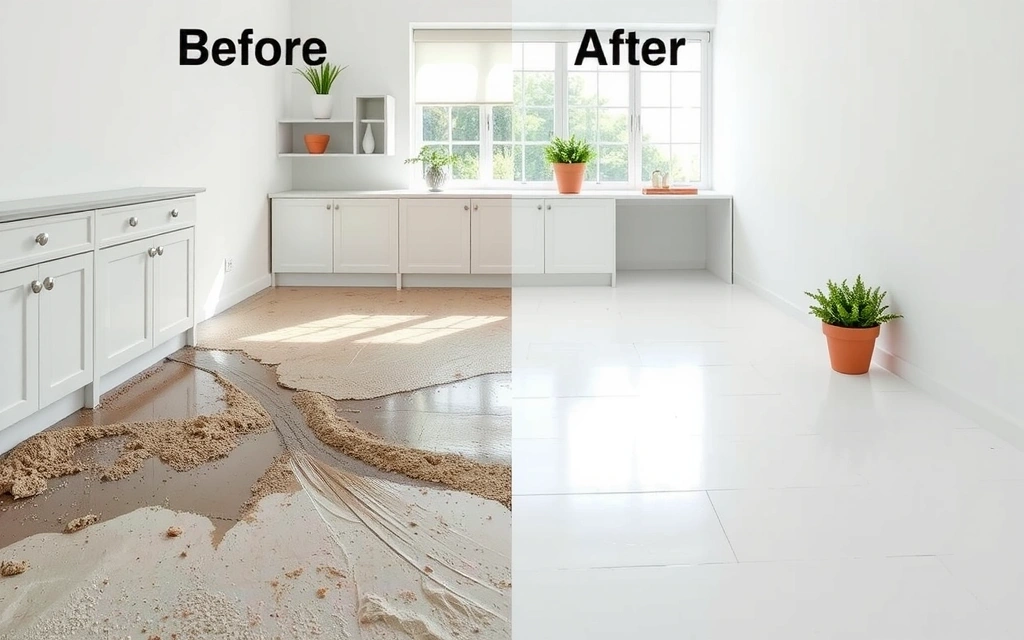 Before and after cleaning comparison showing dramatic improvement in cleanliness