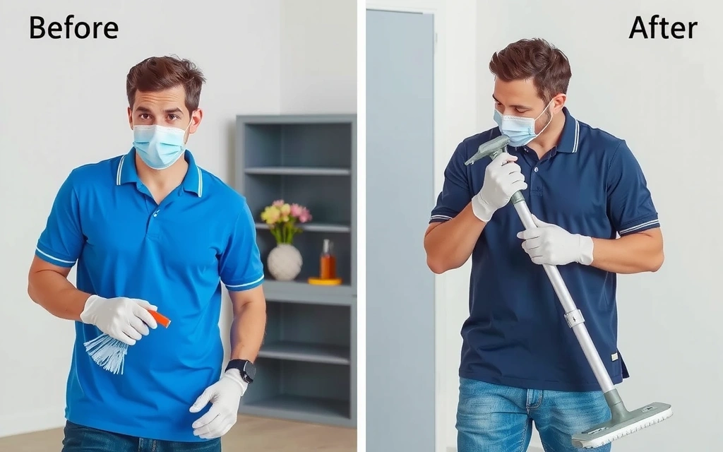 Deep cleaning service showing intensive scrubbing and detailed cleaning process